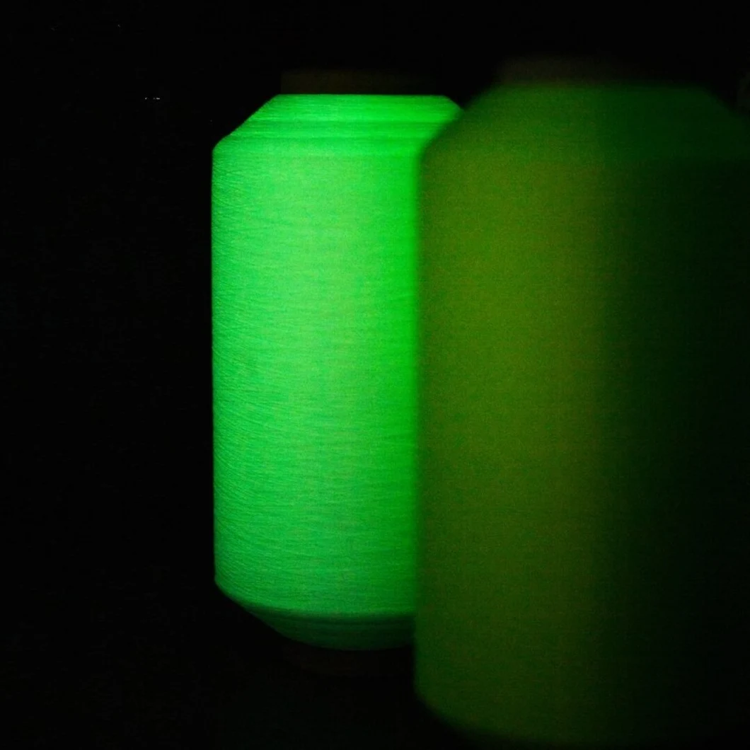 Functional Yarn Glows in The Dark 75D/36f DTY Phosphorescent Effect Ribbon Yarn